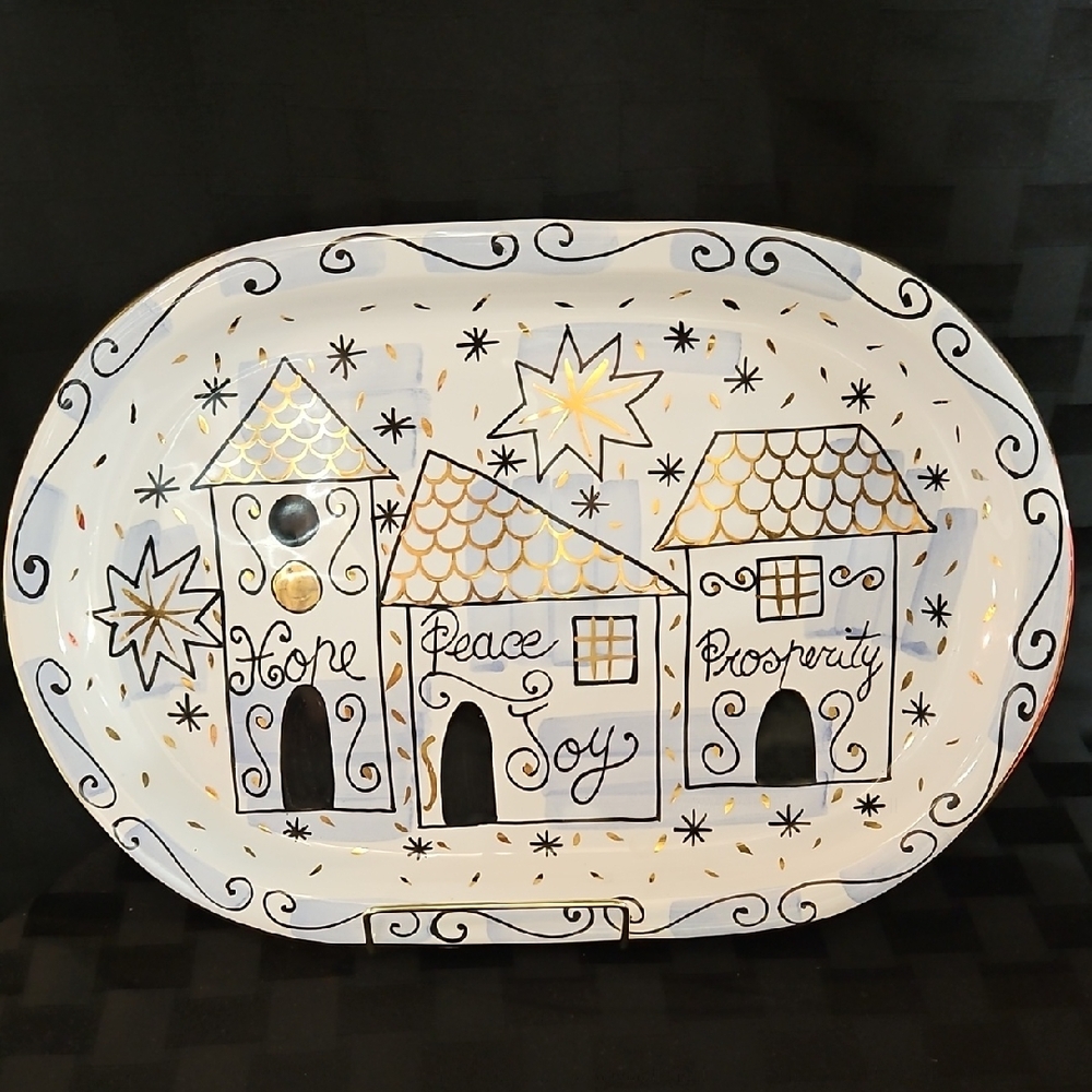 Starbucks Exclusive Sberna Deruta Italy Holiday Ceramic Serving Platter